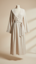 Vestido cruzado de lino alabastro