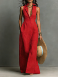 Women's Minimalist Linen-Blend Collared Single-Breasted -  One