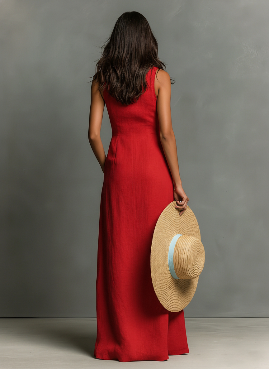 Women's Minimalist Linen-Blend Collared Single-Breasted -  One